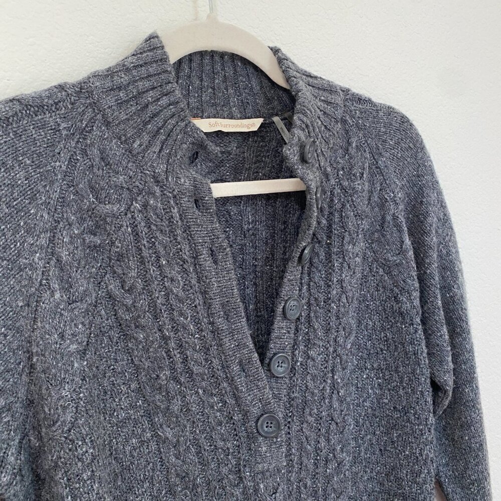 Soft Surroundings Gray Longline Popover Cable Knit Tunic Sweater - Picture 2 of 8